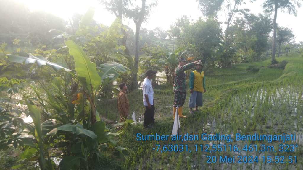 Danramil 0815/16 Pacet Bareng Distan & Poktan Survey Sumber Air Pompanisasi