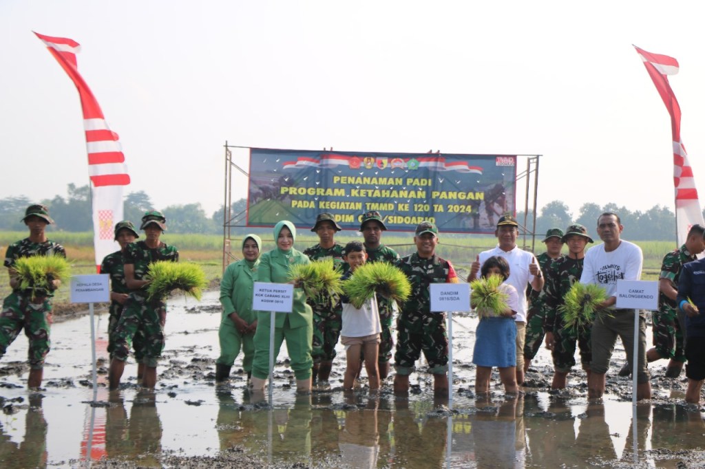 TMMD ke-120 Kodim 0816 Sidoarjo Dukung Ketahanan Pangan di Desa&nbsp;Penambangan