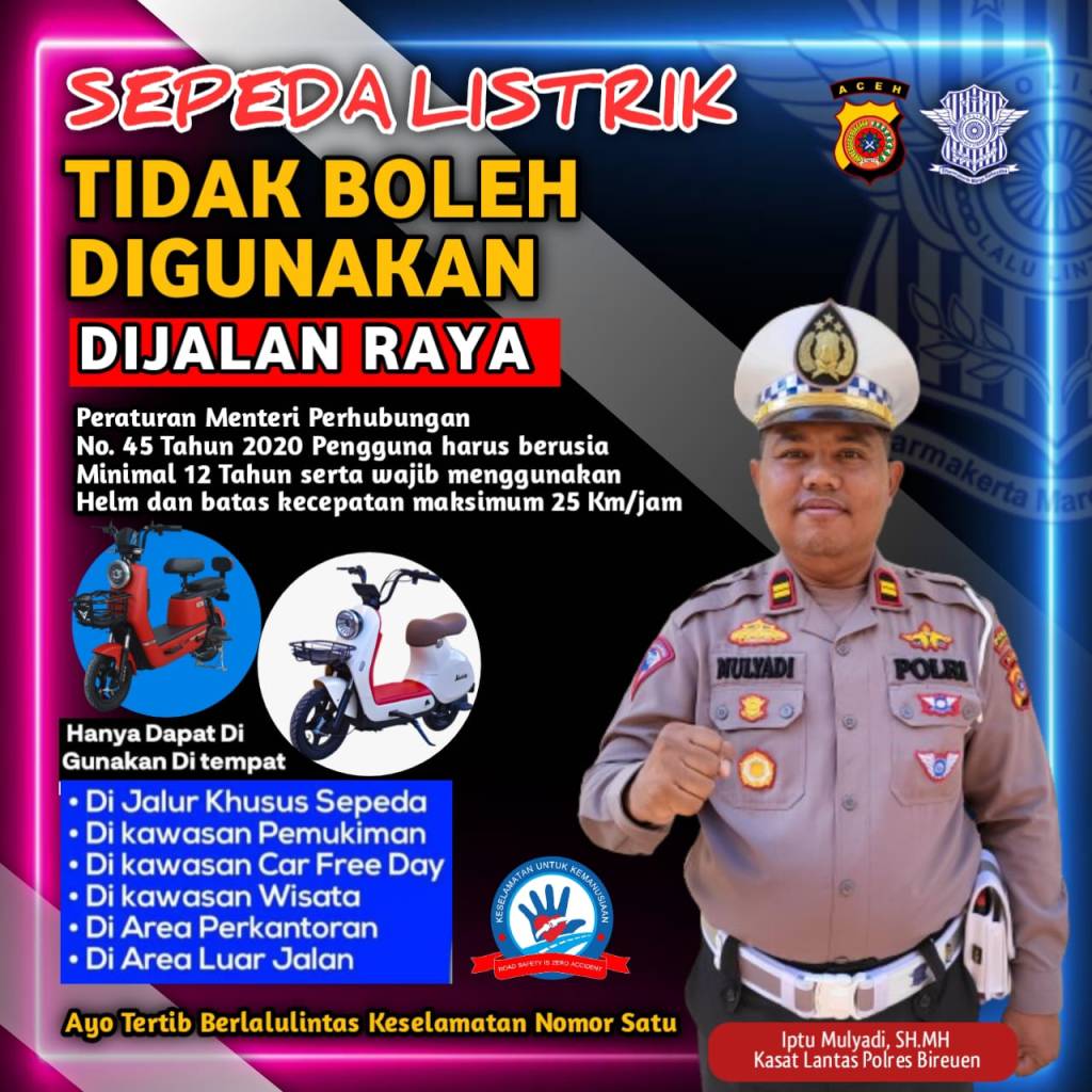 Himbauan kepada Sepeda Listrik Tidak Boleh Digunakan Di Jalan&nbsp;Raya