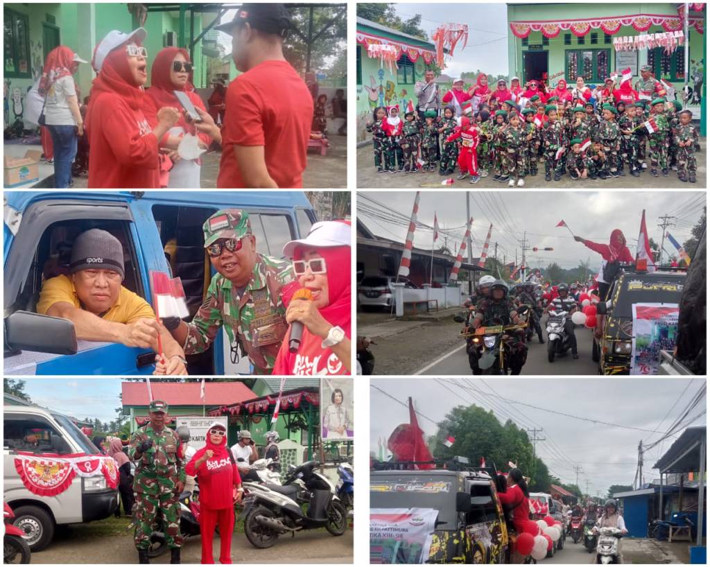 KETUA KOMITE PAUD KARTIKA JAYA XIII – 18 KODIM 1509 – 01/ BACAN, NAPSIN SANGADJI MENGAJAK DEWAN GURU DAN SISWA DIDIK GELAR KARNAVAL MENYAMBUT HUT RI KE –&nbsp;78